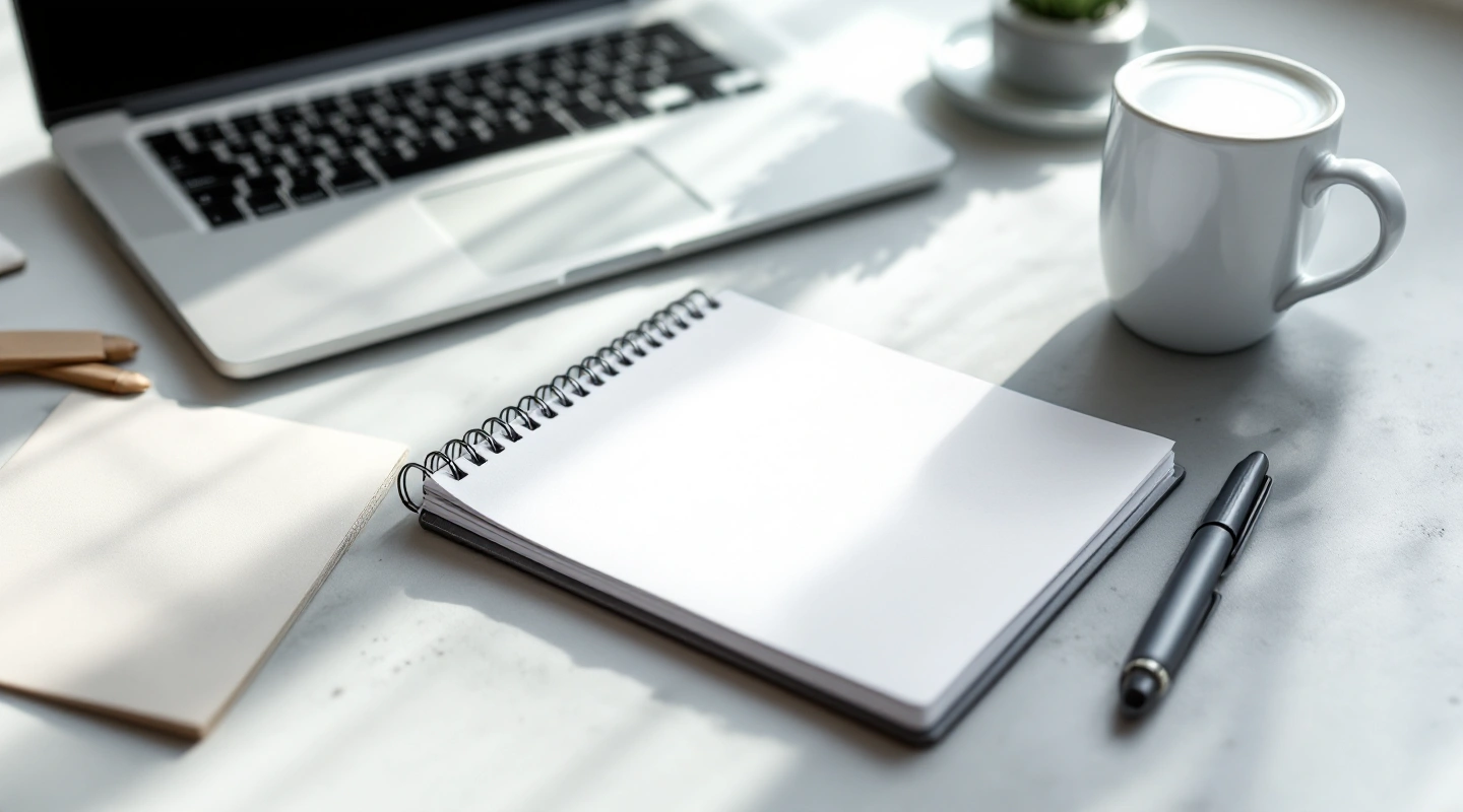 A desk arranged for business recordkeeping with a laptop and paper records